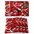 thumbnail image 1 of Red Geometric Placemats Set of 4, Modern Abstract Black White Striped Lines Placemats for Dining Table, Place Mats for Kitchen Tabletop, Waterproof Wipeable Dining Table Mats Set, 1 of 9