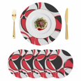 thumbnail image 1 of Red Geometric Round 13 Inch Placemats Set of 4, Modern Abstract Lines Textured HeatResistant Non Slip Place Mats for Dining Table, Wipeable Braided Kitchen Table Mats for Housewarming, 1 of 9