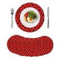 thumbnail image 1 of Red Geometric Round 13 Inch Placemats Set of 8, Modern Morocco Abstract Art HeatResistant Non Slip Place Mats for Dining Table, Wipeable Braided Kitchen Table Mats for Housewarming, 1 of 9