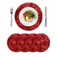 thumbnail image 1 of Red Geometric Round 15 Inch Placemats Set of 4, Vintage Minimalism Abstract Aesthetic HeatResistant Non Slip Place Mats for Dining Table, Wipeable Braided Kitchen Table Mats for Housewarming, 1 of 9