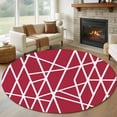 thumbnail image 1 of Red Geometric Round Area Rug 5Ft Washable Circle Rugs for Living Room Bedroom, Abstract Stripes Modern Minimalist Non-Slip Carpet Floor Mats Indoor Outdoor Carpet Runner Aesthetic Home Decor, 1 of 8