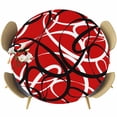 thumbnail image 1 of Red Geometric Round Tablecloth, Fitted Table Cover with Elastic for 36"-44" Round Tables, Modern Abstract Black White Striped Lines Table Cloth Outdoor Indoor Dinning Party Waterproof Tablecloths, 1 of 7