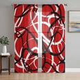 thumbnail image 1 of Red Geometric Semi Sheer Curtains 108 Inch Length 2 Panels Set, Modern Abstract Black White Striped Lines Sheer Kitchen Curtain Privacy Voile Window Curtain for Living Room Bedroom Rod Pocket Drapes, 1 of 7