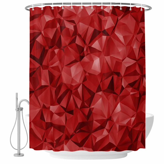 Red Geometric Shower Curtain, Waterproof Shower Curtains for Bathroom, Vintage Minimalism Abstract Aesthetic Washable Fabric Bathtub Curtain Set Bath Decor with 12 Hooks Extra Long 72"x96"