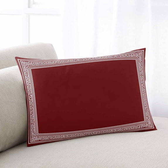 Red Geometric Small Pillow Covers, Country Farm Traditional Chinese Tile Soft Breathable Throw Pillow Cases with Invisible Zipper, Decorative Pillowcase Pillows Protectors for Sofa Bed Chair 12"x20"