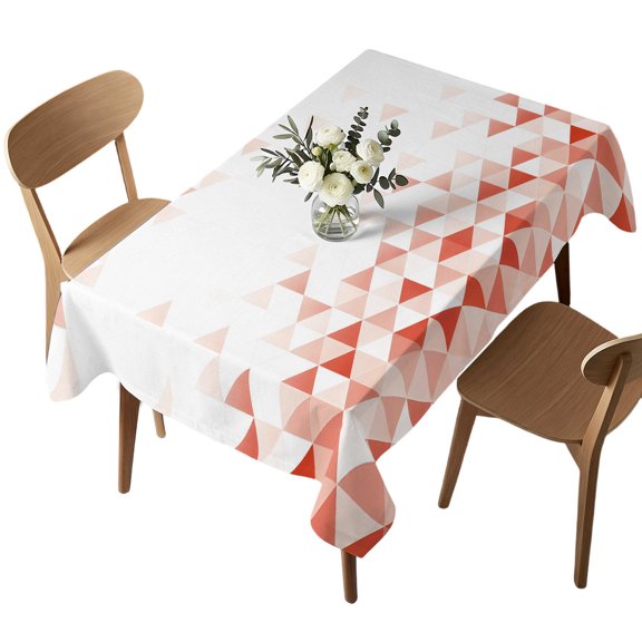 Red Geometric Table Cloth, Waterproof Tablecloth for Rectangle Tables, Modern Minimalist Ombre Triangles Art Washable Fabric Table Cover for Restaurant Kitchen Dining Tables 60"x84"