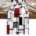 thumbnail image 1 of Red Geometric Table Runner - 48 Inch Long, Kitchen Dining Table Runner Dresser Scarves, Modern Black Gray Abstract Striped Art Farmhouse Decor for Coffee Tables Wedding Party Banquet, 1 of 8