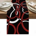 thumbnail image 1 of Red Geometric Table Runner - 48 Inch Long, Kitchen Dining Table Runner Dresser Scarves, Vintage Abstract Stripes Aesthetic Art Farmhouse Decor for Coffee Tables Wedding Party Banquet, 1 of 8