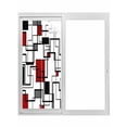 thumbnail image 1 of Red Geometric Window Privacy Film, Modern Black Gray Abstract Striped Art Static Cling UV Sun Blocking Tint Film Heat Control Windows Films for Bedroom Bathroom, Window Stickers 35.4"x78.7", 1 of 8