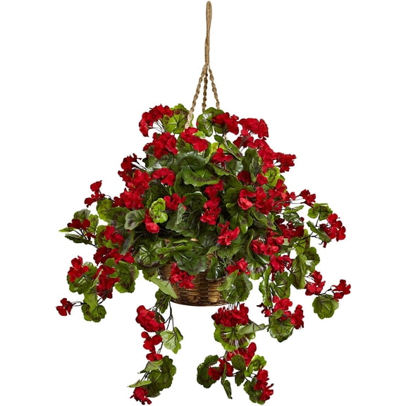 Red Geranium Hanging Basket, UV Resistant, 10.125" x 29" x 10.125"