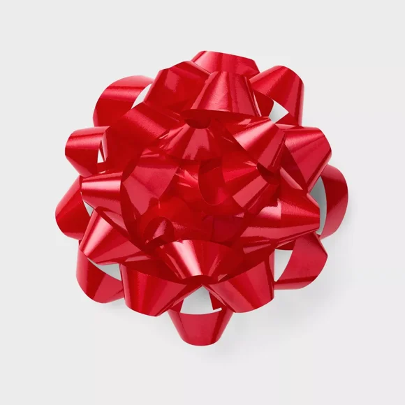 Red Gift Bow : Solid Plastic Decorative for All Occasions, Birthday, Easter, 6"