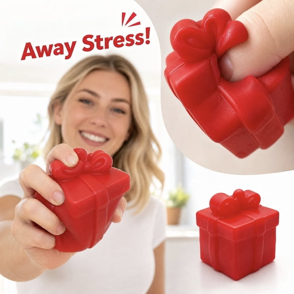 Red Gift Box Shaped Squishy Slow Rising Toy, Building Blocks Squeeze Stress Relief Toy, Sensory Fidget Toy for Office Desk Decompression Decor and Party Favor