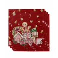 thumbnail image 1 of Red Gingerbread Christmas Cloth Napkins Set of 4 Reusable Dinner Napkins, Xmas Tree Gift House Star Cocktail Napkin Washable Table Napkins for Wedding/Holiday Party/Baby Shower 20"x20", 1 of 7