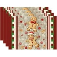 thumbnail image 1 of Red Gingerbread Man Christmas Winter Xmas Placemats Set of 4 Table Mats for Party Home Kitchen Dining Table Decorations 12x18 Inch, 1 of 5