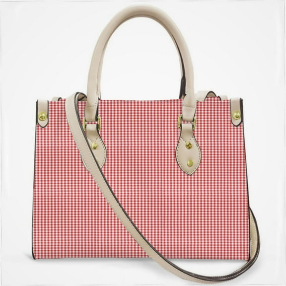 Red Gingham Check Cross Body Bags For Women Small Leather Female Handbags Fashion Top-Handle Totes
