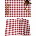 thumbnail image 1 of Red Gingham Check Placemats Set of 4,Wipeable Washable Table Mats for Dining Tables,Country Buffalo Plaid Place Mats for Kitchen Event Party Tabletop Decor, 1 of 7