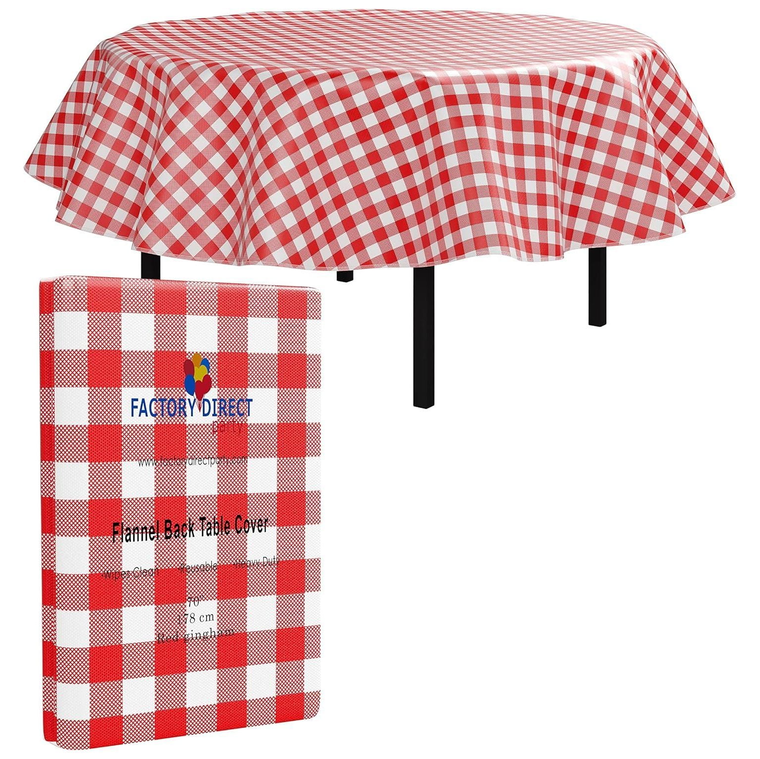 Red Gingham (Checkerboard) Vinyl Tablecloths 70 In. Round Pack Of 1