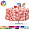 thumbnail image 1 of Red Gingham Checkered 1 Pack Standard Disposable Plastic Party Picnic Tablecloth 84" Inch Round Table Cover By Zimpleware, 1 of 5
