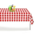 thumbnail image 1 of Red Gingham Checkered 12 Pack Premium Disposable Plastic Picnic Tablecloth 54 Inch. x 108 Inch. Rectangle Table Cover By Grandipity, 1 of 7