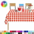 thumbnail image 1 of Red Gingham Checkered 12 Pack Standard Disposable Plastic Party Picnic Tablecloth 54 Inch. x 108 Inch. Rectangle Table Cover By Zimpleware, 1 of 6