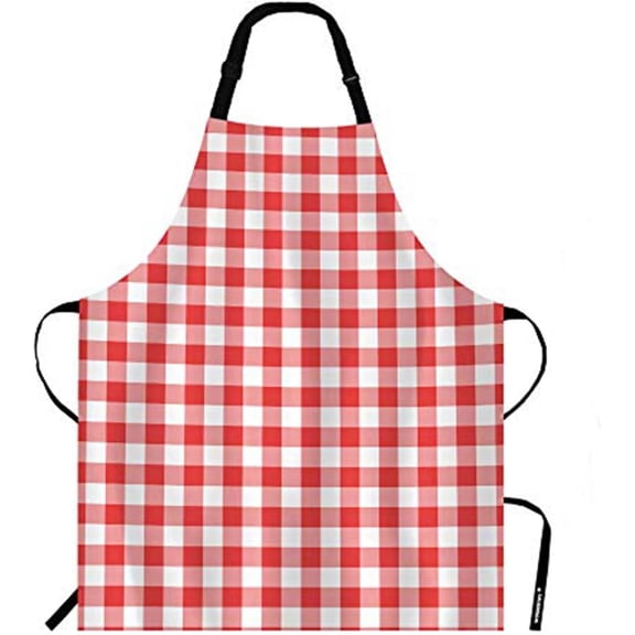 Red Gingham Checkered Buffalo Plaid Apron, Bib Apron with Adjustable Neck for Men Women,Suitable for Home Kitchen Cooking Waitress Chef Grill Bistro Baking BBQ Drawing Cobbler Apron