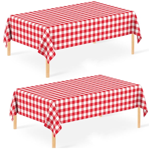 Red Gingham Checkered Tablecloth,Happon 2 Pack Plastic Picnic Tablecloth,Tablecloth Rectangle Roll 54 x 108 Inch,Disposable Party Tablecloth for Picnic/Camping/Outdoor