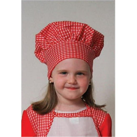 Red Gingham Chef Hat (kids) closes with Cloth Tie one size fits most kids