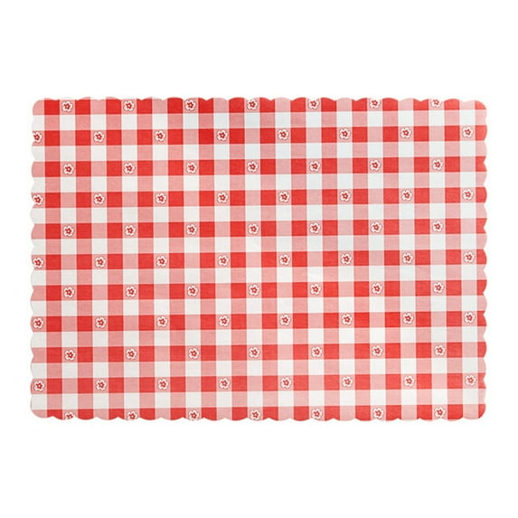 Red Gingham Colored Paper Placemats - 9 3/8in. X 13 1/4in. - 50 Pack
