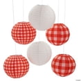 thumbnail image 1 of Red Gingham Hanging Paper Lanterns, Party, Party Decor, 6 Pieces, 1 of 1