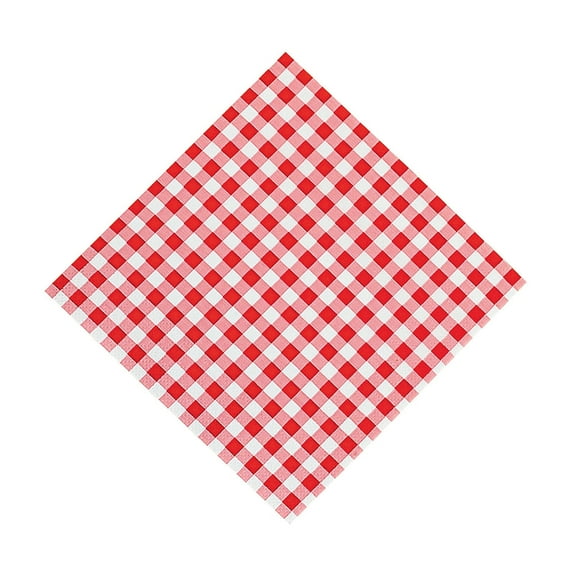 Red Gingham Luncheon Paper Napkins, Country, Western-Themed Birthday, 4th of July, Picnic, Backyard BBQ,  48 Pieces, 6.5"
