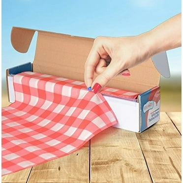Red Gingham Picnic / Party Plastic Tablecloth Roll, Disposable Picnic colored Table cloth On a Roll With Self Cutter Box,Cut Tablecloth To Your Own Table Size,Indoor/Outdoor, By Clearly Elegant