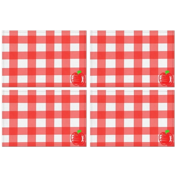 Red Gingham Placemat Red Gingham Colored Table Mat Dining Table Mats for Baby Showers Weddings Birthday-Red Plaid 4 Piece
