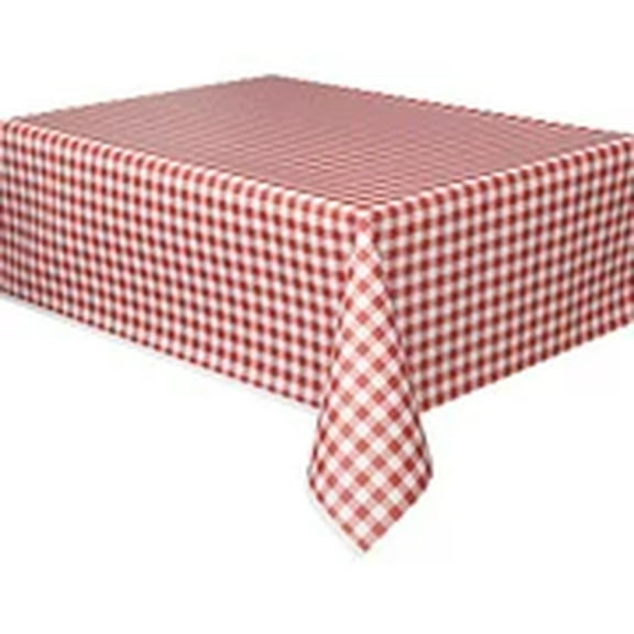 Red Gingham Plastic Party Tablecloth, 108 x 54in (Pack of 4)