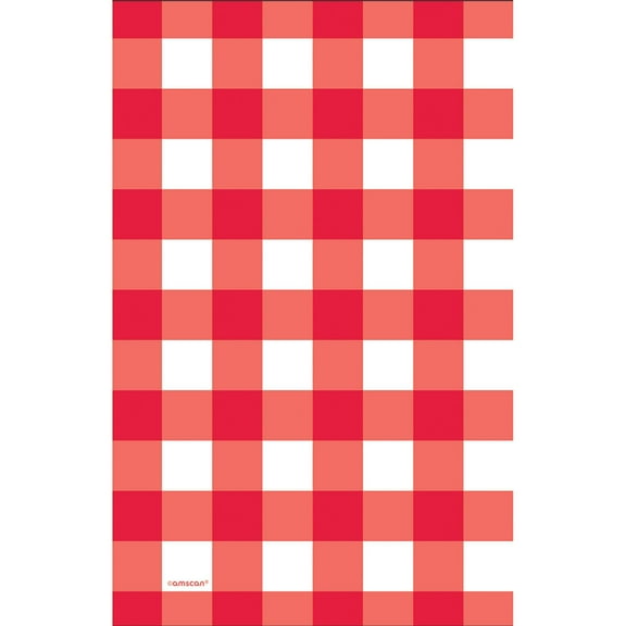 Red Gingham Plastic Table Cover