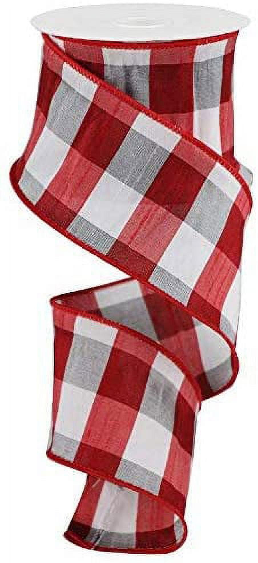 GIFTWRAP ETC Red Gingham Wired Edge Ribbon - 2 1/2 Inch x 10 Yards, Red & White Buffalo Plaid, Valentine's Day, 4th of July, Christmas, Wreath