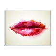 thumbnail image 1 of Red Girl Lips Formed By Abstract Blots 32 in x 16 in Framed Painting Canvas Art Print, by Designart, 1 of 5