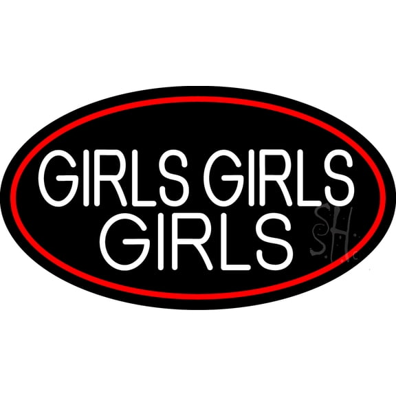 Red Girls Girls Girls Strip With Red Border LED Neon Sign 20" Tall x 37" Wide - inches Black Square Cut Acrylic Backing, with Dimmer - Premium built indoor Sign for Strip Club, Dance club, Dcor, Bar.