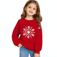 thumbnail image 1 of Red Girls Snowflake Graphic Sweatshirt 5-6 Years,Long Sleeve Crew Neck Pullover,Winter Holiday Party Casual Top for School Daily Wear Outfits, 1 of 6