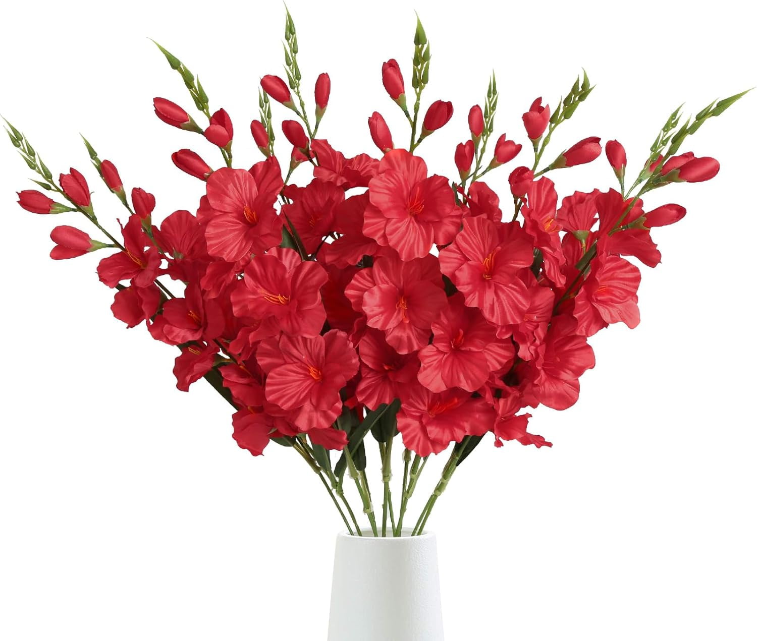 Red Gladiolus Artificial Flowers 3.3in Long Stem Flowers Gladiolus Flowers Silk Flowers Artificial Gladiolus Flowers Faux Gladiolus Flowers for Home Wedding Office Decoration(Red)