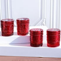 Red  Glass Candle Holder Set of 12, Boho Sunflower Votive for Wedding, , Holiday Decor