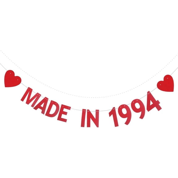 Red Glitter Banner, Pre-Strung, Funny 31 Years Old Birthday Party Decorations Bunting Sign Backdrops, Made in 1994