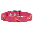 thumbnail image 1 of Red Glitter Bow Widget Genuine Leather Dog Collar, Pink - Size 18, 1 of 1