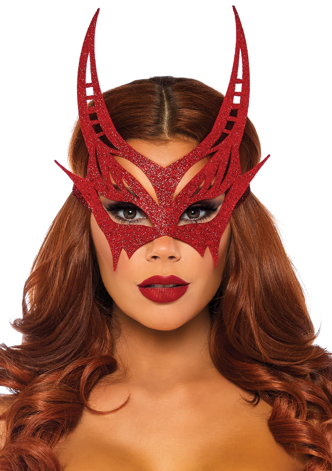 Red Glitter Devil Mask