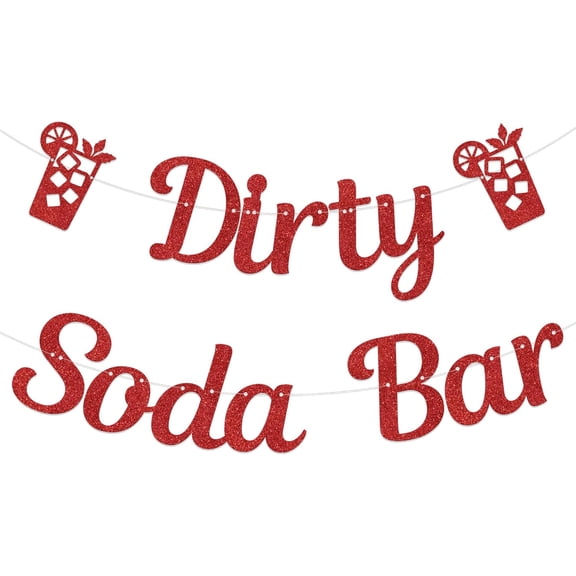 Red Glitter Dirty Soda Bar Banner with Drink Cup Ornaments Retro Diner Soda Bar Themed Birthday Party Dessert Table Decor Garland