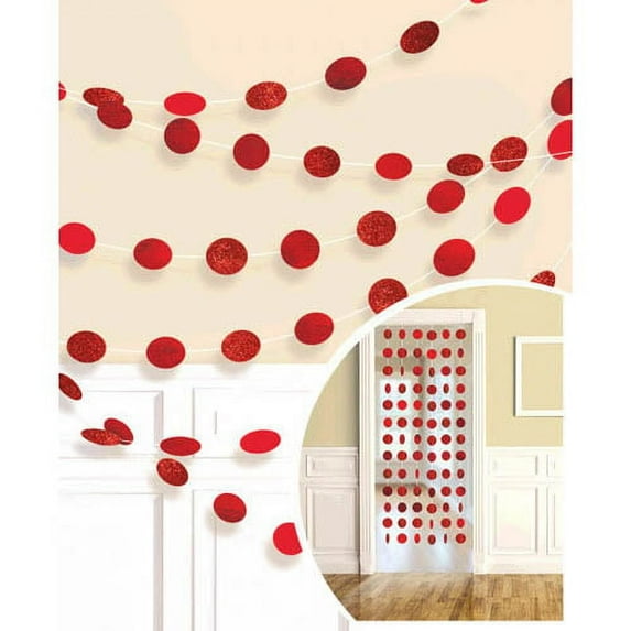 Red Glitter Dot Garland (6pc)