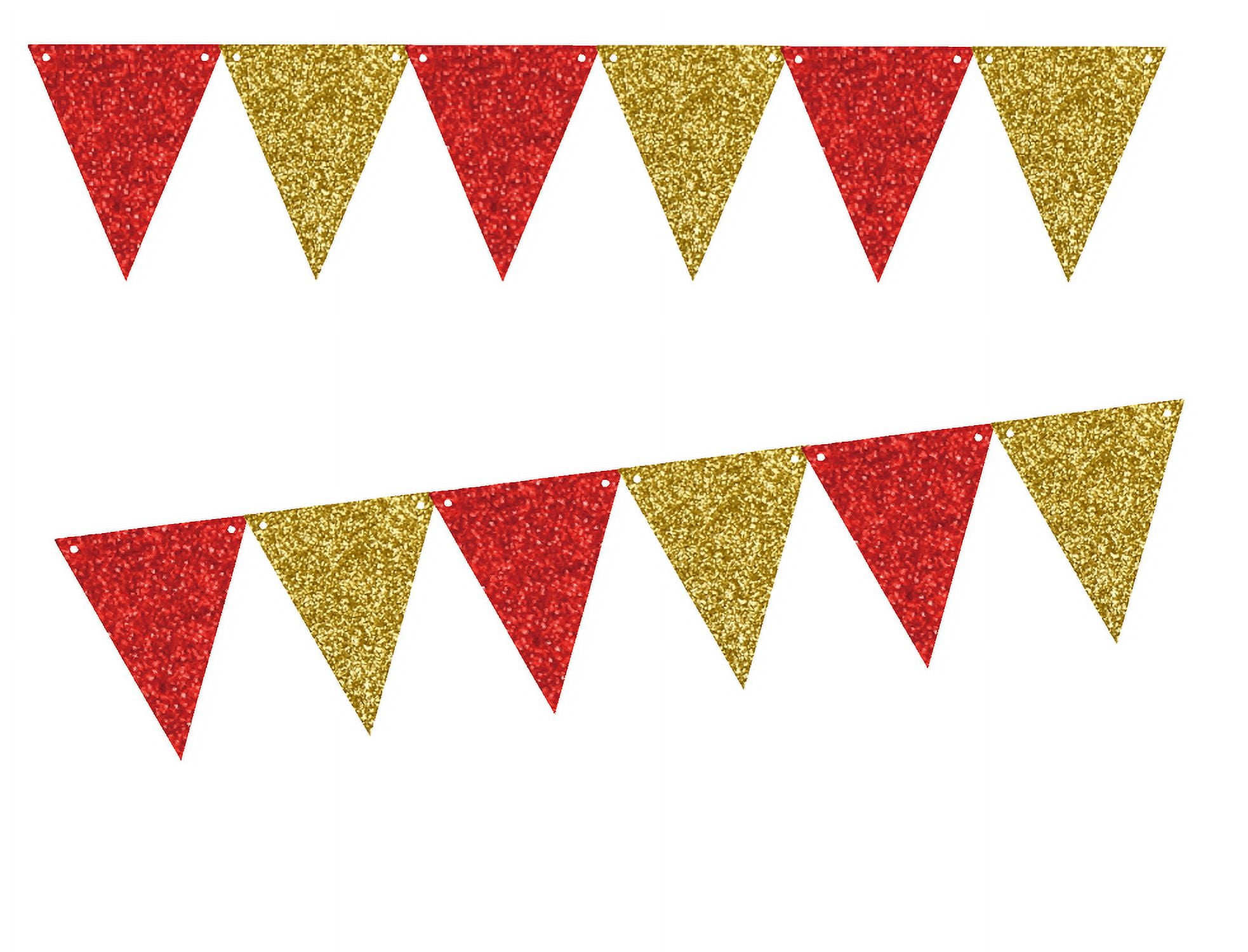 30Ft Red Party Decorations Glitter Metallic Paper Triangle Banner Flag  Pennant Bunting for Graduation Wedding Engagement Anniversary Bachelorette