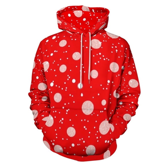 Red Glitter Polka Dots Men's Women Vintage 3D Hooded Sweatshirt - All-Season Loose Fit Streetwear
