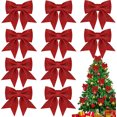 thumbnail image 1 of Red Glitter Ribbon Bow Tie Christmas Tree Shiny Bow Glitter Twist Tie Bows Christmas Bow for Xmas Tree Party Wedding Birthday Festival Wreath Ornaments Gift Box Wrapping (24 Pcs, 5.5 inch), 1 of 9