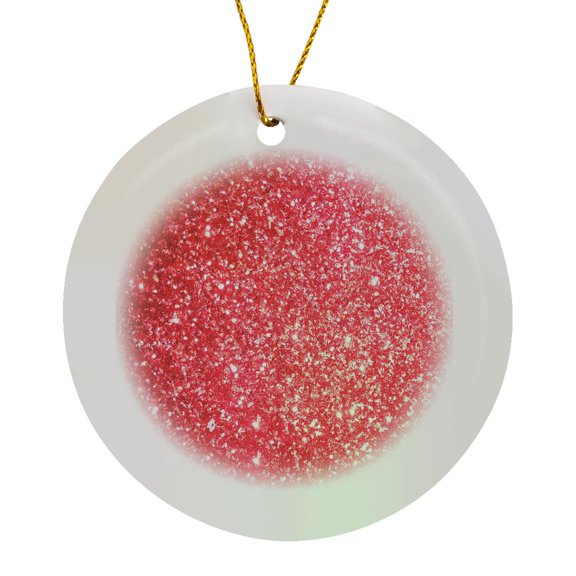 3drose, Red Glitter Shiny Glamour Glimmer, Circle Porcelain Ornament