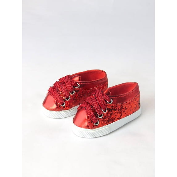 Red Glitter Sneakers| 18 Inch Doll Accessories